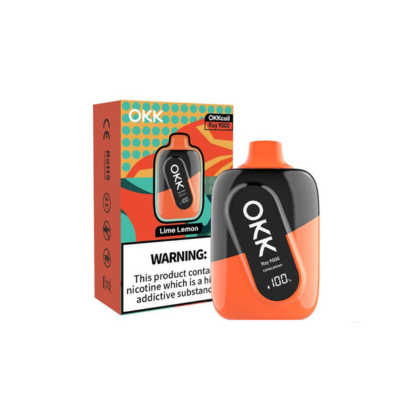 OKK Ray 9000 Puffs Lime Lemon 3.5% Nic Disposable Vape